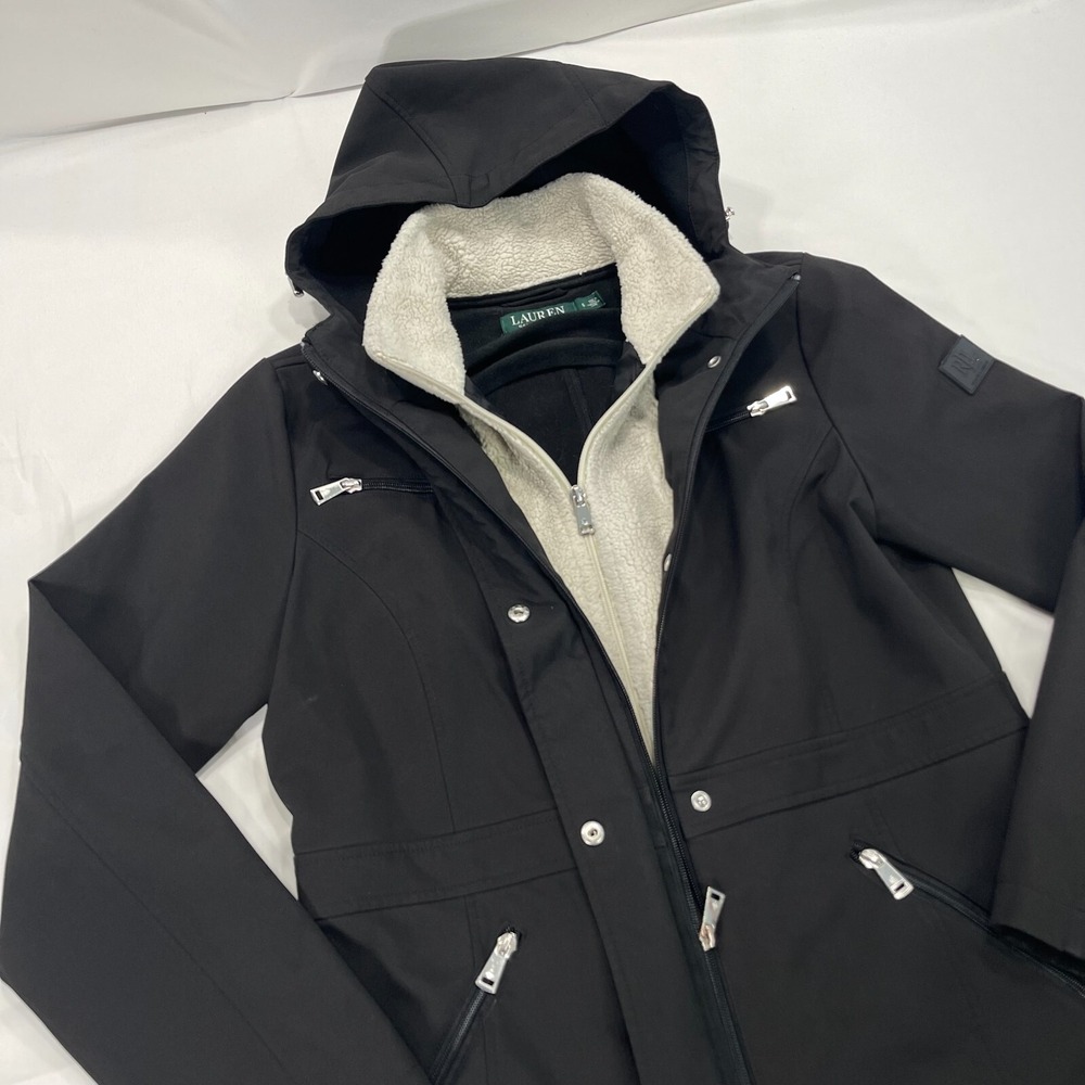 Lauren Ralph Lauren Black Jacket with Cream Sherpa Lining